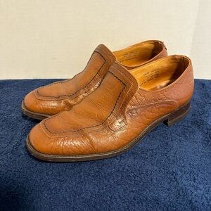 Vtg Men's STUART MCGUIRE Dress Loafers Shoes Sharkskin Brown Leather Size 9.5